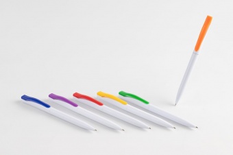 Ручка шариковая Pin, белая с зеленым фото 