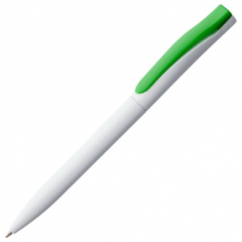 Ручка шариковая Pin, белая с зеленым фото 