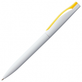 Ручка шариковая Pin, белая с желтым фото 