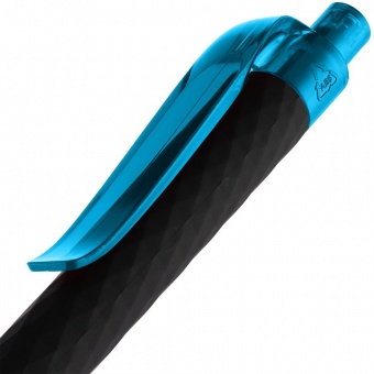 Ручка шариковая Prodir QS01 PRT-P Soft Touch, черная с голубым фото 