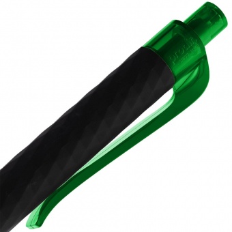 Ручка шариковая Prodir QS01 PRT-P Soft Touch, черная с зеленым фото 