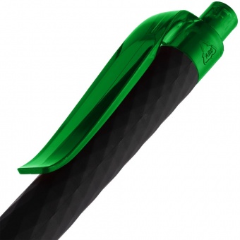Ручка шариковая Prodir QS01 PRT-P Soft Touch, черная с зеленым фото 