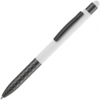 Ручка шариковая Digit Soft Touch со стилусом, белая фото 