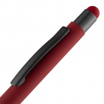 Ручка шариковая Digit Soft Touch со стилусом, красная фото 