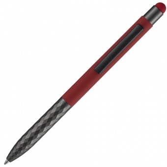 Ручка шариковая Digit Soft Touch со стилусом, красная фото 