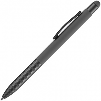Ручка шариковая Digit Soft Touch со стилусом, серая фото 