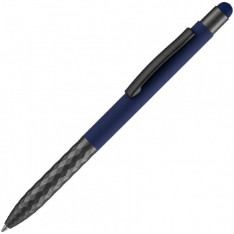 Ручка шариковая Digit Soft Touch со стилусом, синяя фото 