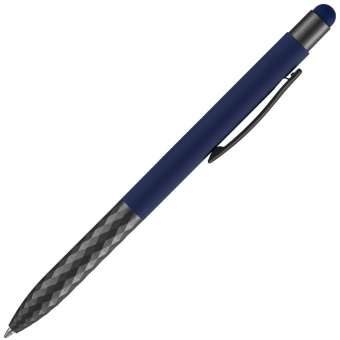 Ручка шариковая Digit Soft Touch со стилусом, синяя фото 
