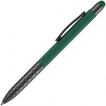 Ручка шариковая Digit Soft Touch со стилусом, зеленая фото 