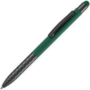 Ручка шариковая Digit Soft Touch со стилусом, зеленая фото 