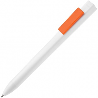 Ручка шариковая Swiper SQ, белая с оранжевым фото 