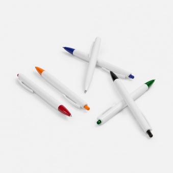 Ручка шариковая Tick, белая с черным фото 