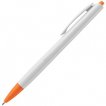 Ручка шариковая Tick, белая с оранжевым фото 2