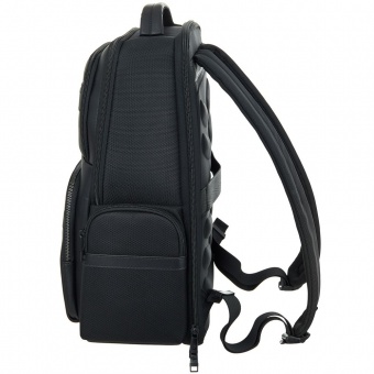 Рюкзак для ноутбука Santiago с кожаной отделкой, черный фото 