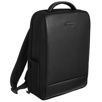 Рюкзак для ноутбука Santiago Slim с кожаной отделкой, черный фото 