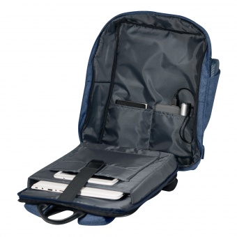 Рюкзак Vento с USB и защитой от карманников, синий/серый фото 