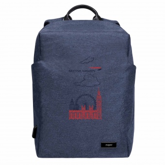 Рюкзак Vento с USB и защитой от карманников, синий/серый фото 