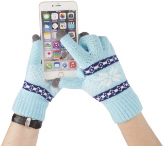 Сенсорные перчатки Snowflake, голубые фото 