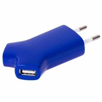 Сетевое зарядное устройство Uniscend Double USB, синее фото 