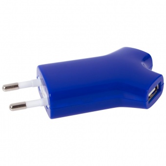 Сетевое зарядное устройство Uniscend Double USB, синее фото 