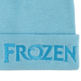 Шапка детская с вышивкой Frozen, голубая фото 