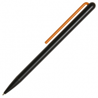 Шариковая ручка GrafeeX в чехле, черная с оранжевым фото 
