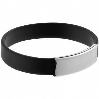 Силиконовый браслет Brisky с металлическим шильдом, черный фото 