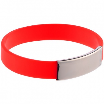 Силиконовый браслет Brisky с металлическим шильдом, красный фото 
