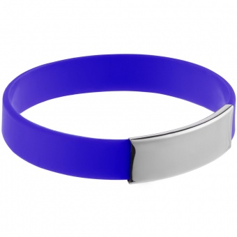 Силиконовый браслет Brisky с металлическим шильдом, синий фото 