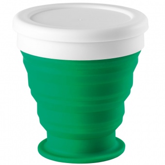 Складной стакан с крышкой Astrada, зеленый фото 