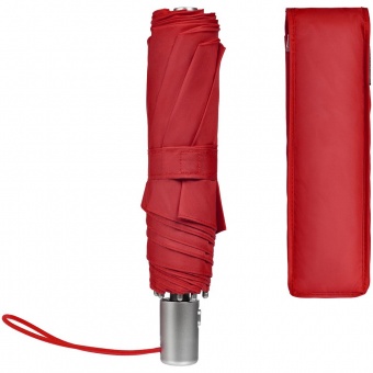Складной зонт Alu Drop S, 3 сложения, 7 спиц, автомат, красный фото 