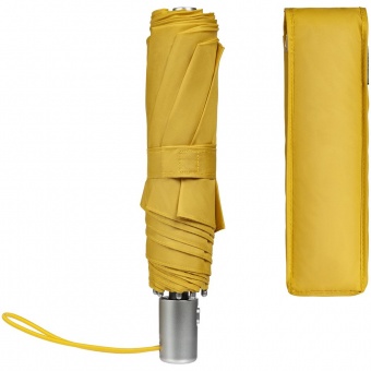 Складной зонт Alu Drop S, 3 сложения, 7 спиц, автомат, желтый (горчичный) фото 7