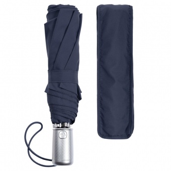 Складной зонт Alu Drop S, 3 сложения, 8 спиц, автомат, синий фото 1