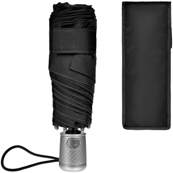Складной зонт Alu Drop S, 4 сложения, автомат, черный фото 