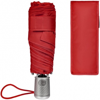 Складной зонт Alu Drop S, 4 сложения, автомат, красный фото 