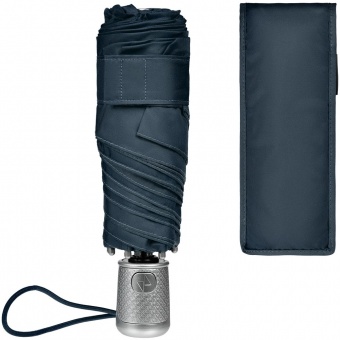 Складной зонт Alu Drop S, 4 сложения, автомат, синий фото 