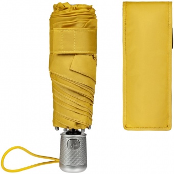 Складной зонт Alu Drop S, 4 сложения, автомат, желтый (горчичный) фото 