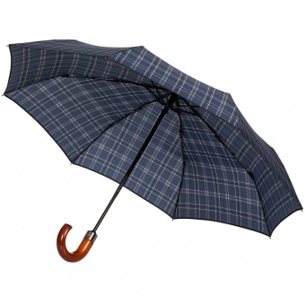 Складной зонт Wood Classic S, синий в клетку фото 