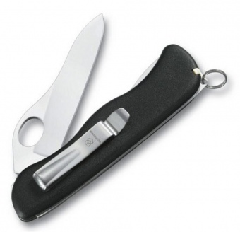 Солдатский нож с фиксатором лезвия Sentinel One Hand Clip, черный фото 