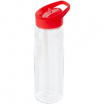 Спортивная бутылка Start, прозрачная с красной крышкой фото 