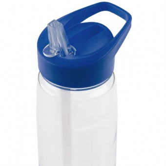 Спортивная бутылка Start, прозрачная с синей крышкой фото 