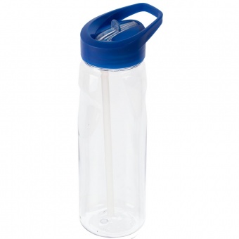 Спортивная бутылка Start, прозрачная с синей крышкой фото 