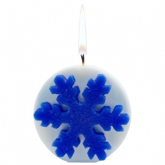 Свеча «Снежинка», белая с синим фото 