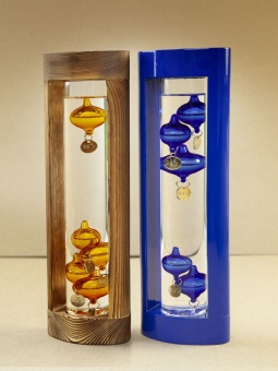Термометр «Галилео» в деревянном корпусе, синий фото 