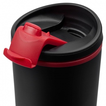 Термостакан Relief, черный с красным фото 