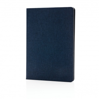 Тканевый блокнот Deluxe с черным срезом, синий фото 1