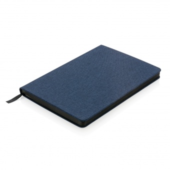 Тканевый блокнот Deluxe с черным срезом, синий фото 