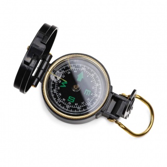 Туристический компас Azimuth, черный с золотой каймой фото 