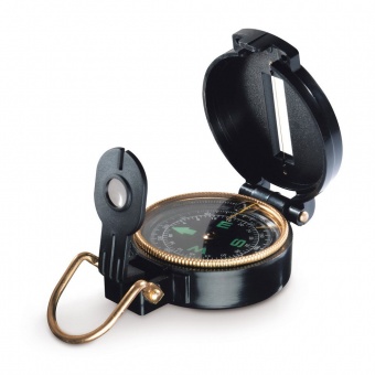 Туристический компас Azimuth, черный с золотой каймой фото 