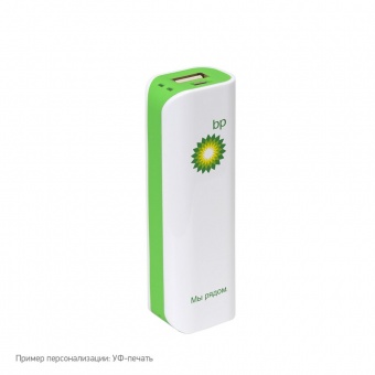 Внешний аккумулятор, Aster PB, 2000 mAh, белый/зеленый, подарочная упаковка с блистером фото 